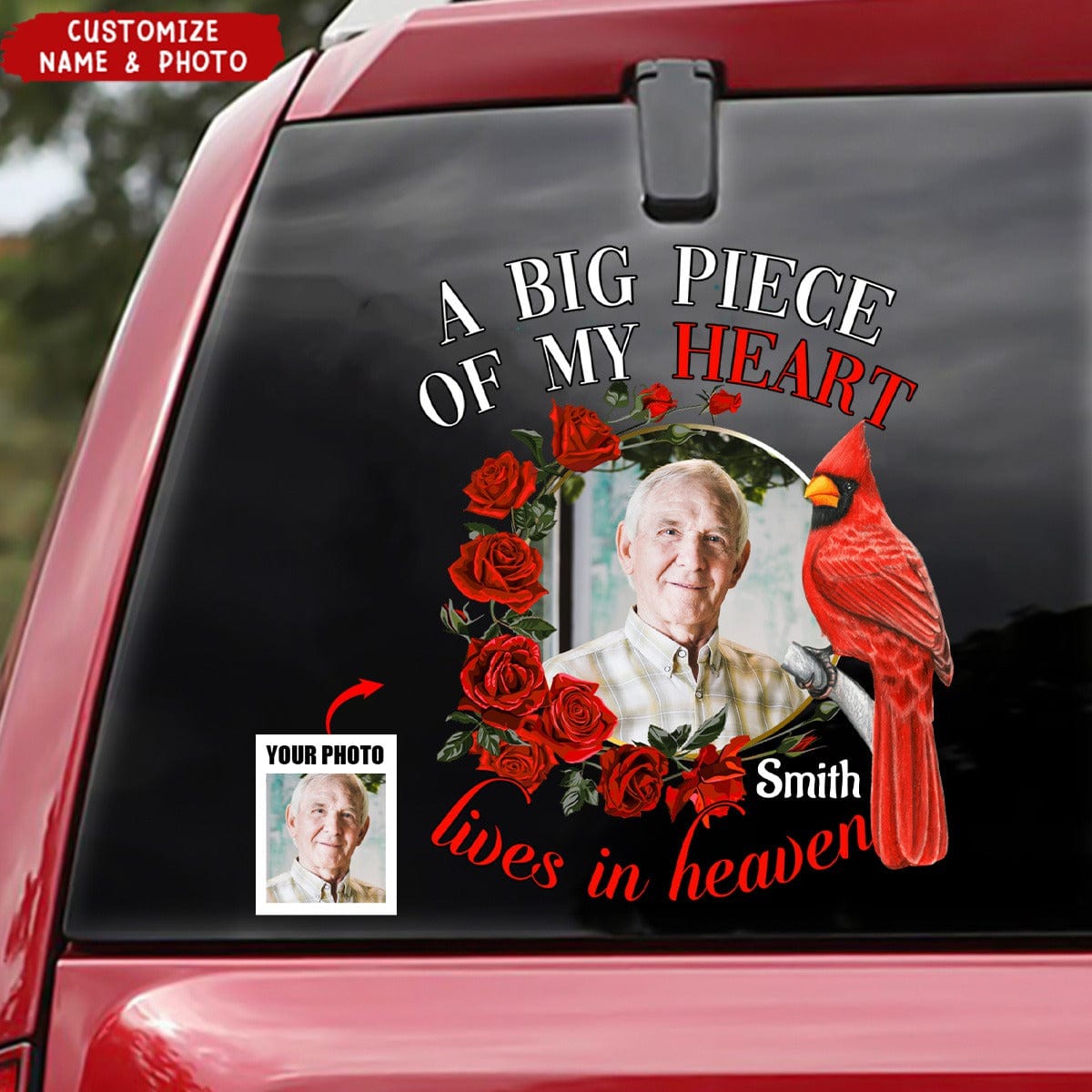 Personalized a Big Piece of My Heart Lives in Heaven Memorial Decal  Loss of Loved One Car Decal