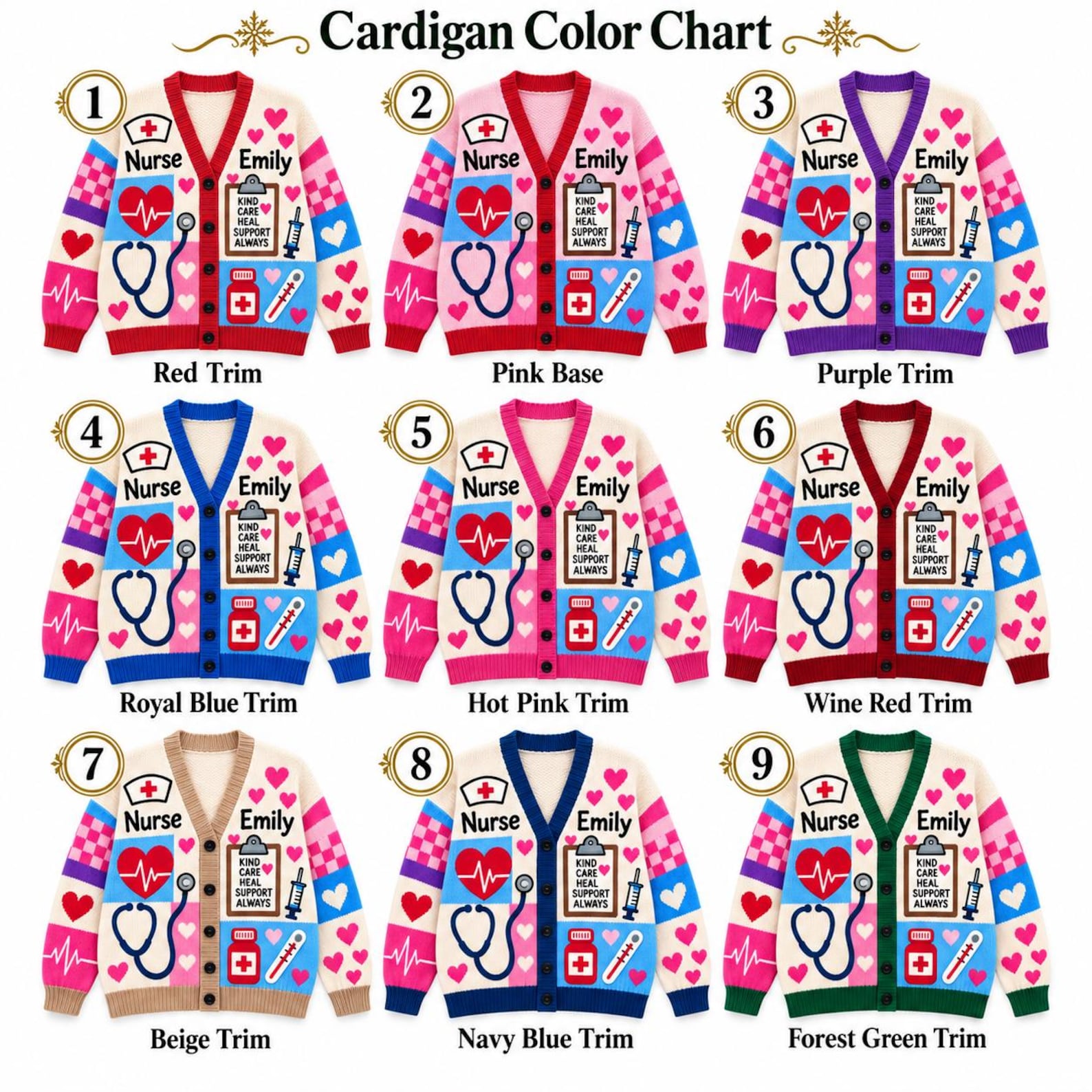 Personalized Nurse Cardigan Custom Name Healthcare Worker Medical Appreciation Sweater Coat