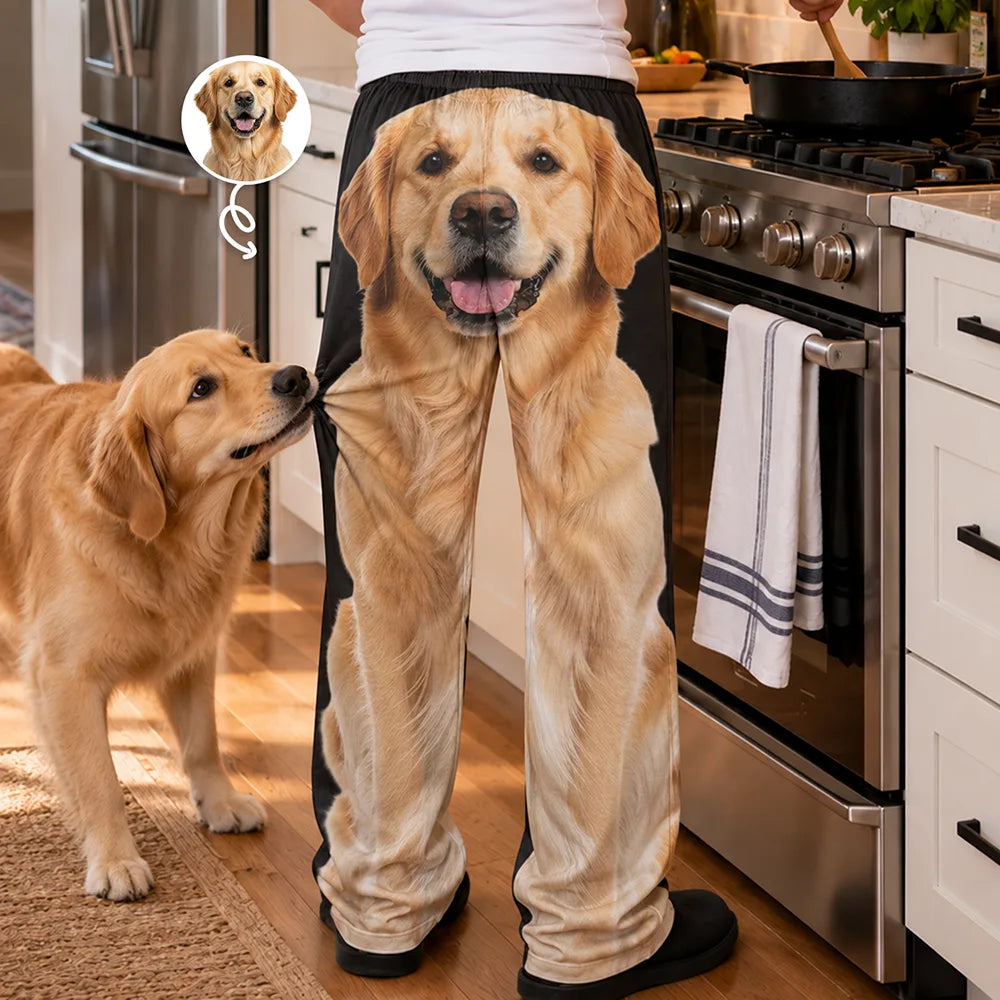 Personalized Pet Photo Gift For Pet Lovers -Custom Photo Funny Pet Face Pajama Pants