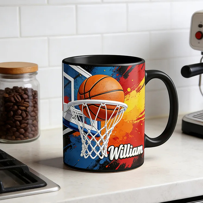 Personalized Basketball Slam Dunk Coffee Mug for Basketball Enthusiasts