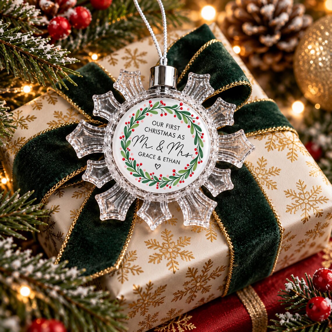 First Christmas Married Ornament, Personalized Newlywed Keepsake 2026