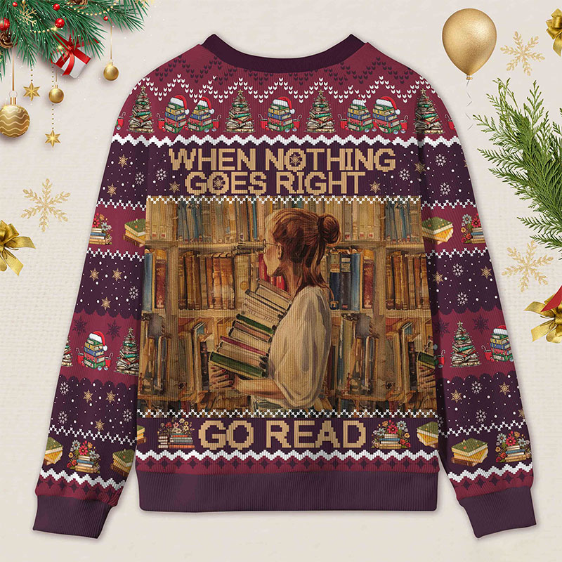 Personalized Reading Heals All Ugly Sweater Librarian Gift Holiday Gift for Book Lovers