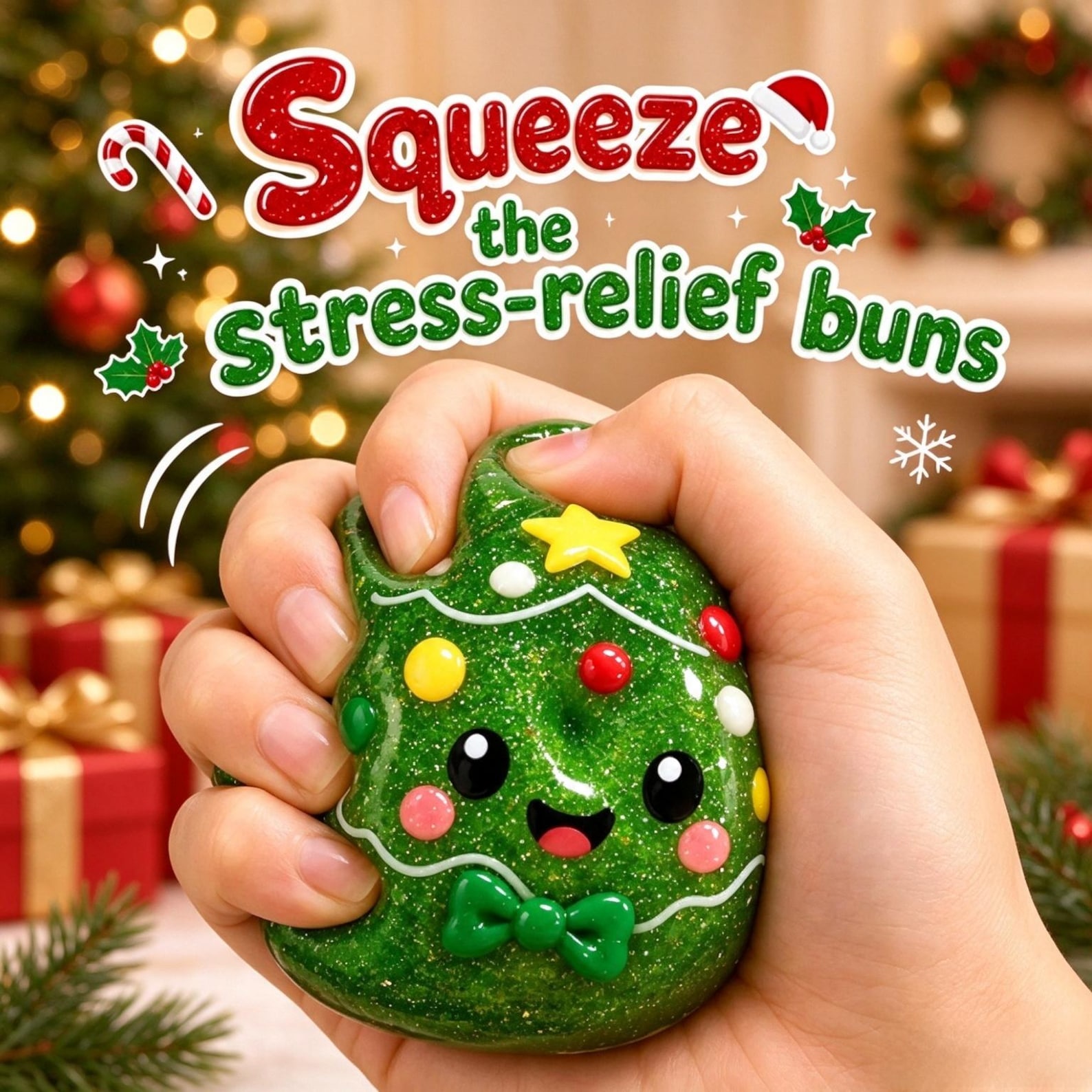 Christmas Dumpling Squishy Toy,Holiday Baozi Fidget Toy,Stress Relief Gift,Stocking Stuffer Gifts