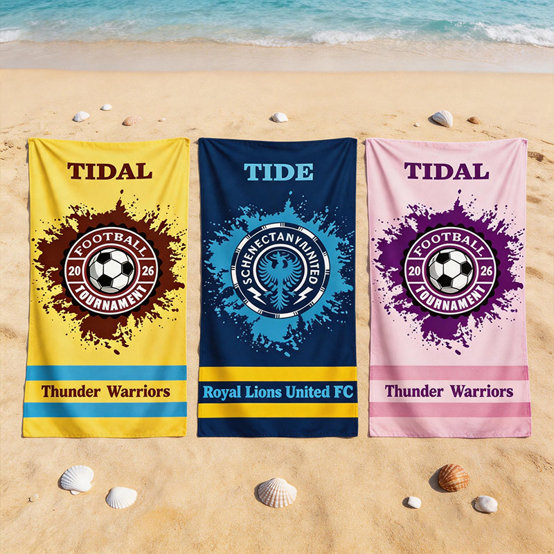 Personalized Soccer Beach Towel Soccer Pin with Custom Name and Team Logo Gifts for Fans