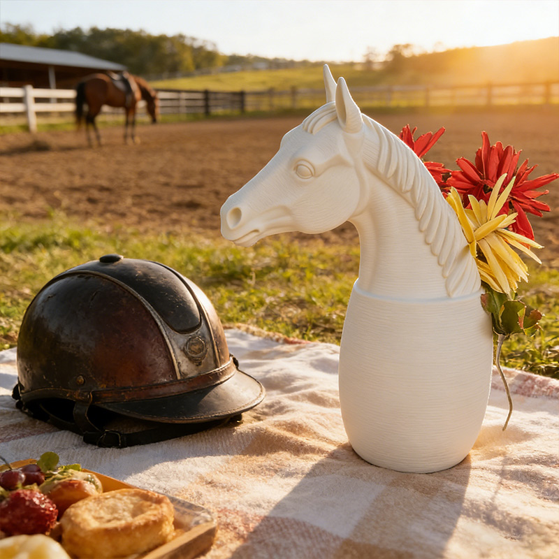 Personalized Horse-Head Vase 3D-Printed Horse-Themed Vase for Equestrian Enthusiasts