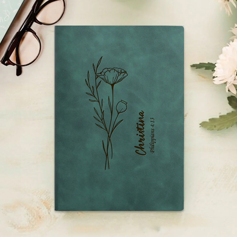 Personalized Floral Spiritual Journal A5 Notebook with Name Christian Notebook Graduation Gift Christmas Easter Gift for Women