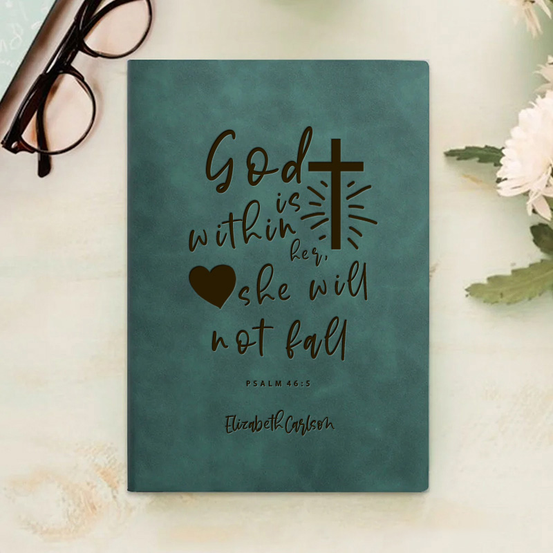 Personalized Psalm 46:5 Bible Verse with Cross Spiritual Journal A5 Notebook with Name Christian Notebook Christmas Easter Gift for Women