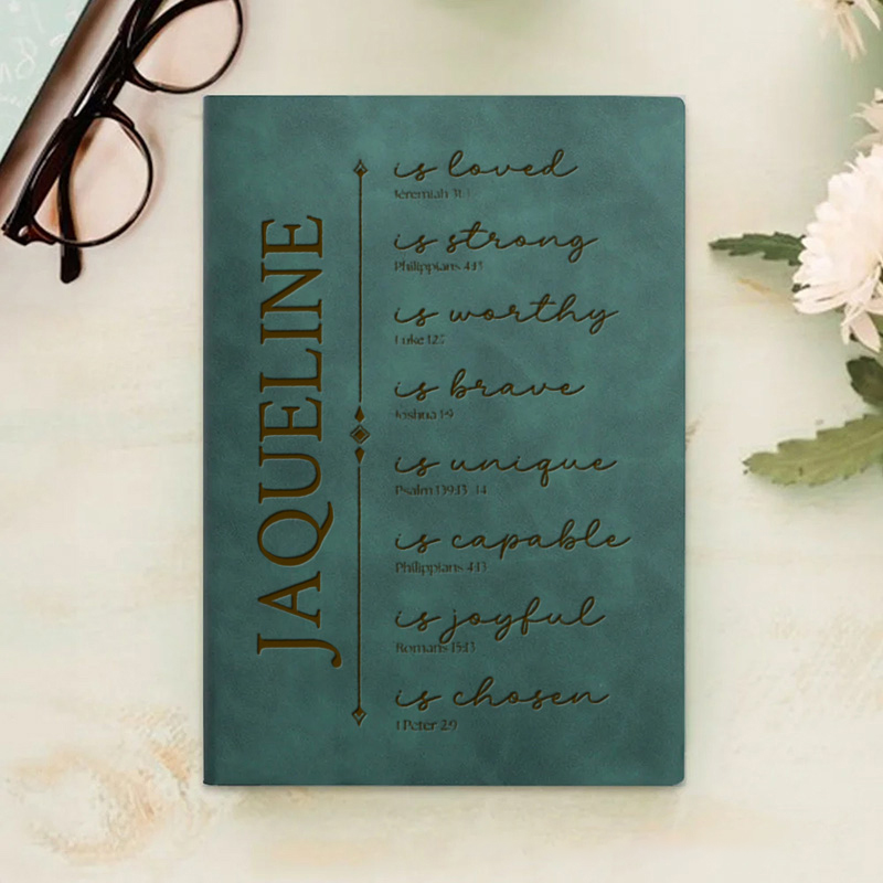 Personalized Bible Verse Prayer Journal Leather A5 Notebook with Name for Women Christian Gift Religious Gift Affirmations Gift Confirmation Gift