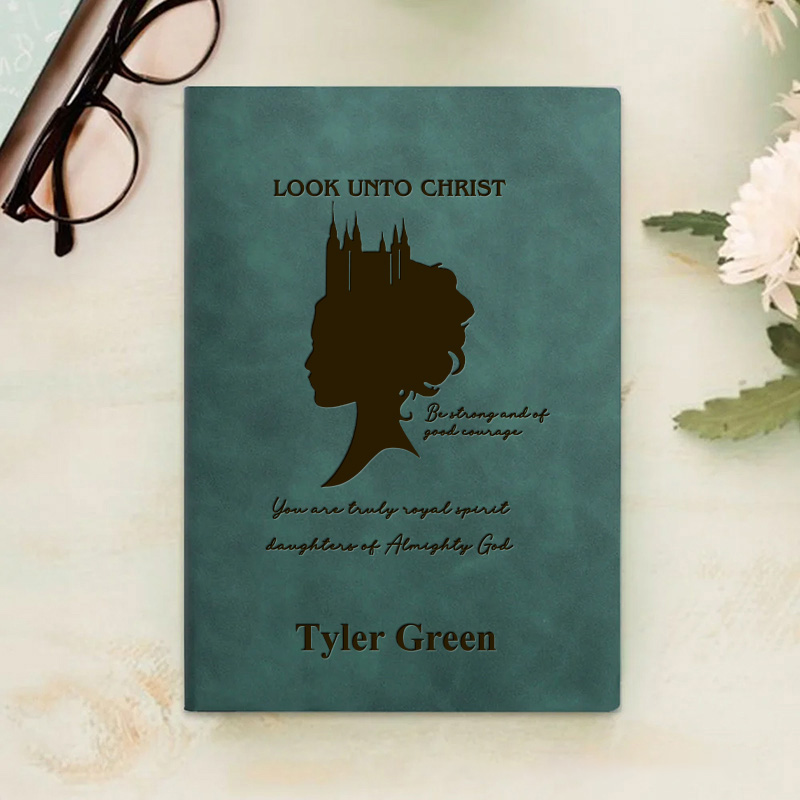 Personalized Look Unto Christ Prayer Journal Leather A5 Notebook with Name Woman Journal Temple Notebook Religious Gift Christian Gift for Her