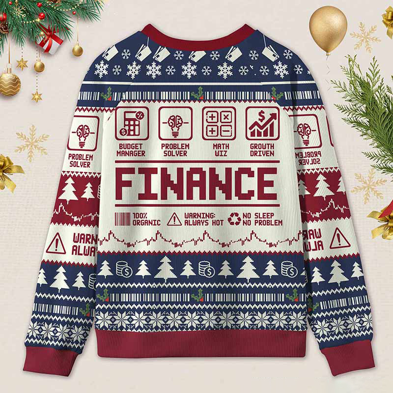 Personalized Funny Accounting Finance Ugly Christmas Sweater Gift for Accounting Finance Professionals