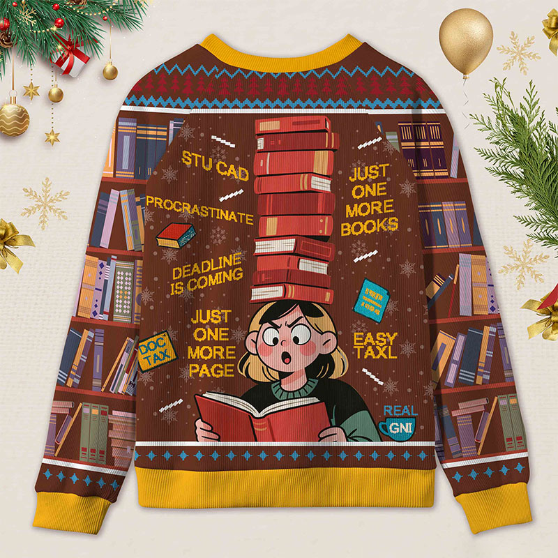 Personalized Reading Procrastination Humor Ugly Sweater Librarian Life Holiday Gift for Book Lovers