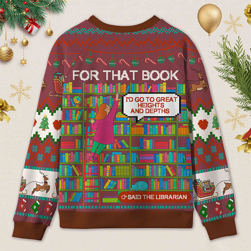 Personalized Library Slogan Witty Ugly Sweater Holiday Gift for Librarians