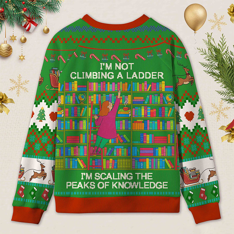 Personalized Knowledge Explorer Ugly Sweater Office Holiday Party Gift for Librarians
