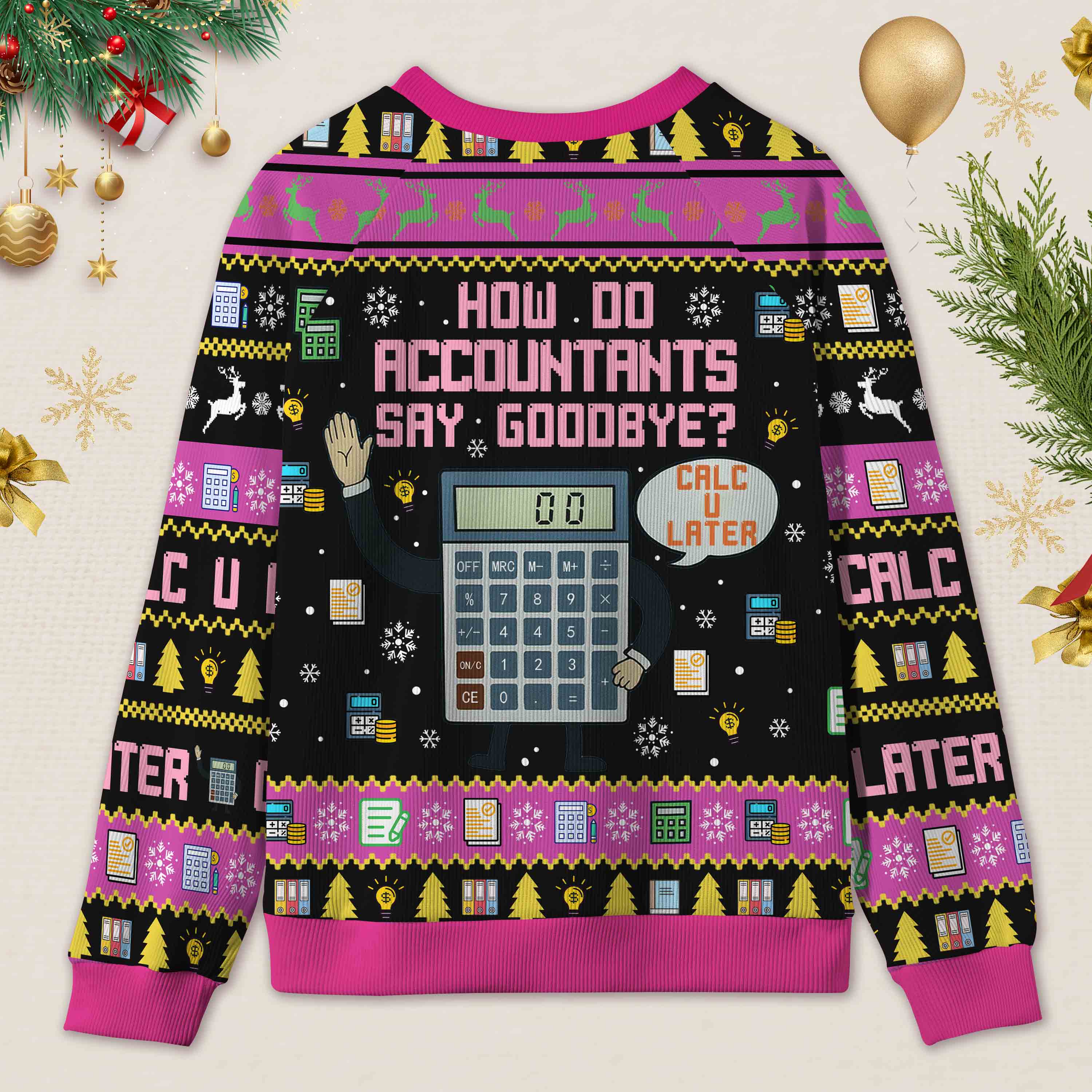 Personalized Accounting Hilarious Greeting Ugly Christmas Sweater Funny Financial Gift for Accountants