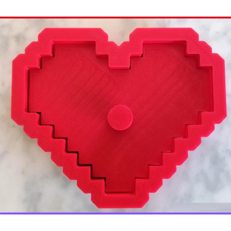 Personalized 8 Bit Gamer Heart Cookie Cutter 3D Printed Baking Supplies Fondant Tool Craft Stamp for Gamer Geek Lover