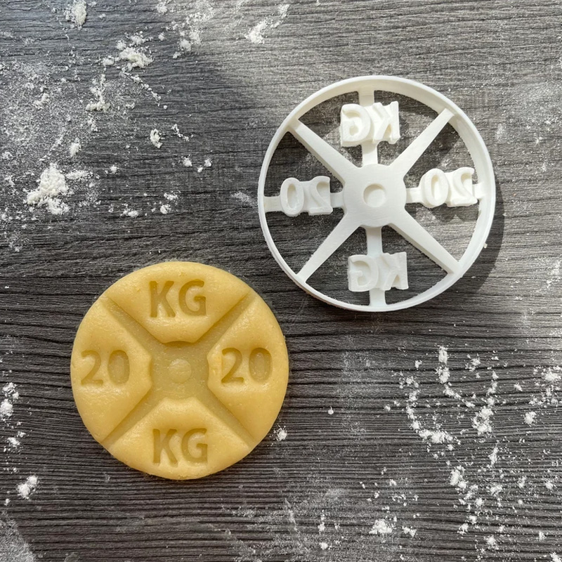 Personalized Gym Themed Cookie Cutter Biceps Dumbbell Weight Plate 3D Printed Baking Supplies Fondant Tool Craft Stamp for Gym Lover