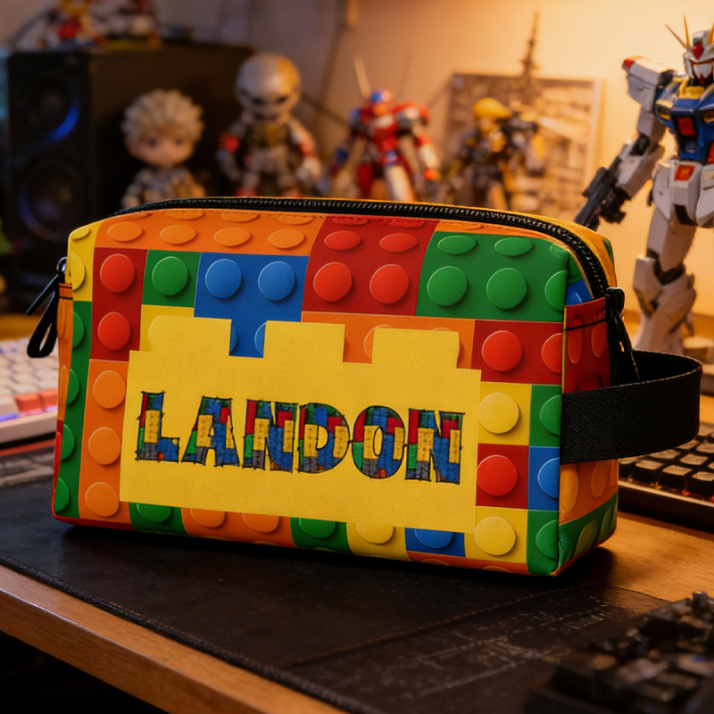 Personalized Building Block Accessory Pouch Custom Name Travel Bag for Geek Lover