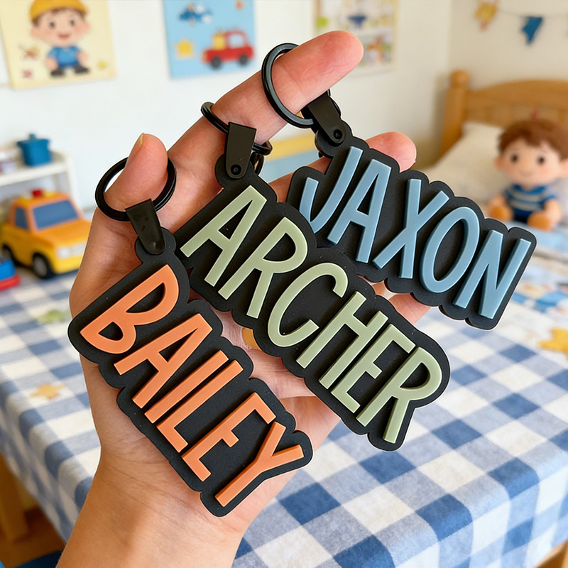 Personalized Matte Black Acrylic Bag Tag for Backpack Acrylic Keychain Gift for Kids Boys Name Keychain Custom Bag Tag Back to School Name Tag Lunch Box Tag for Kids Diaper Bag Name Tag