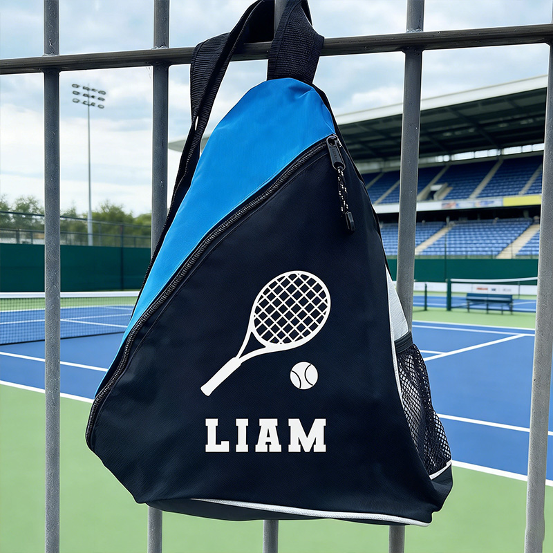 Personalised Kids Sports Bag Custom Mono Strap Rucksack with Football Tennis Icon Padel Crossbody Backpack Unisex PE Kit Bag with Name gift for kids