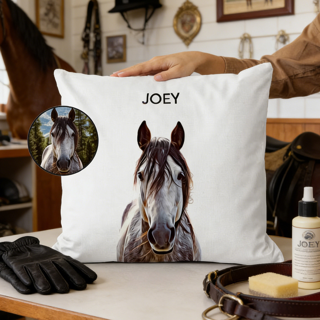 Personalized Equestrian Throw Pillow Horse Pillow Custom Equestrian Pillow From Horse Photo Custom Horse Gifts Farmhouse Decor for Riding Lovers Equestrian Lovers