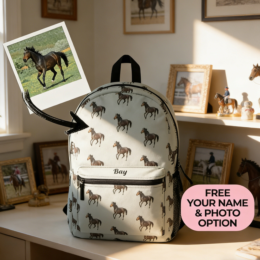 Personalized Equestrian Horserider Custom Photo Backpack Gift for Horseriding for Riding Lover