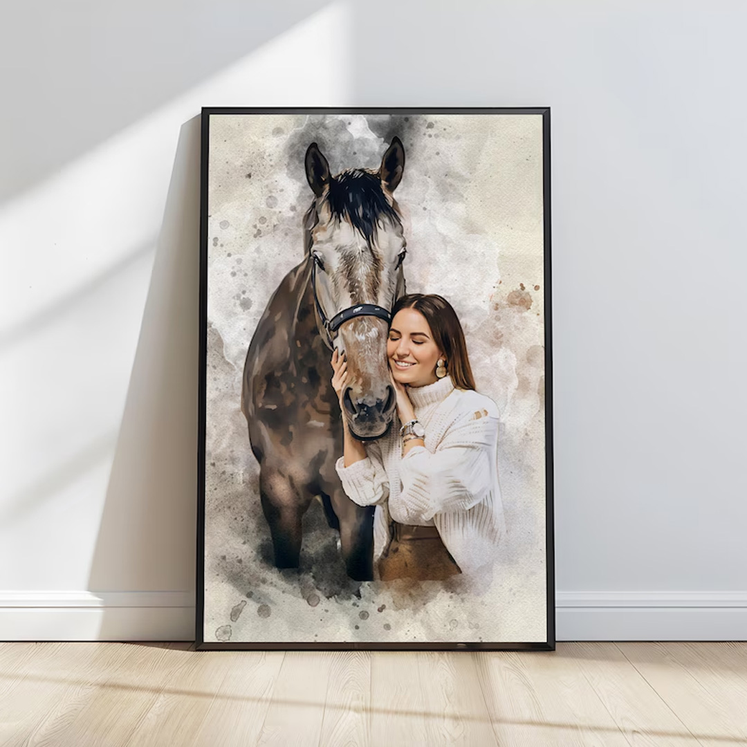 Personalized Horse Gift Photo Portrait Equestrian Art Print Wall Decor Home Decor Gift for Riding Lover