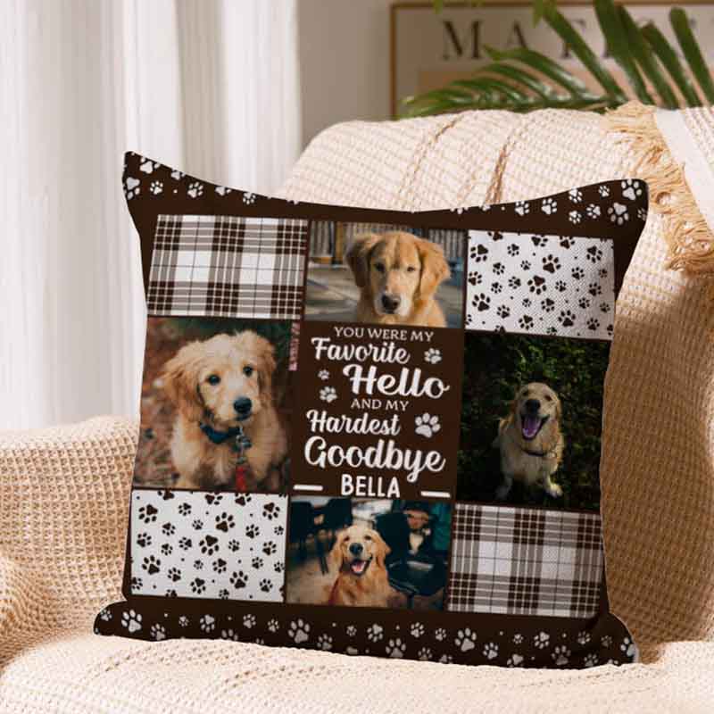 Personalized Dog Lover Favorite Hello and Hardest Goodbye Throw Pillows