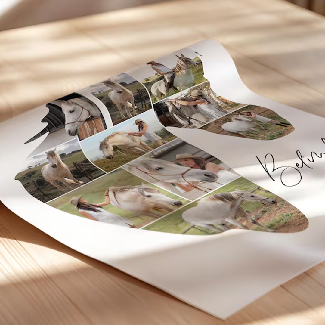 Personalized Horse Photo Collage Equestrian Art Print Wall Decor Home Decor Gift for Riding Lover