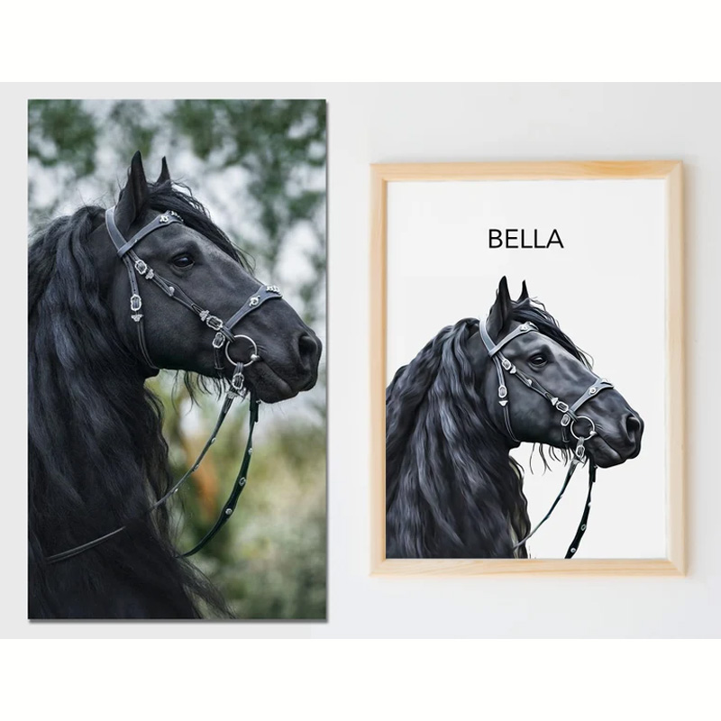 Personalized Horse Portrait From Photo Custom Horse Portrait Home Decor Gift for Riding Lover