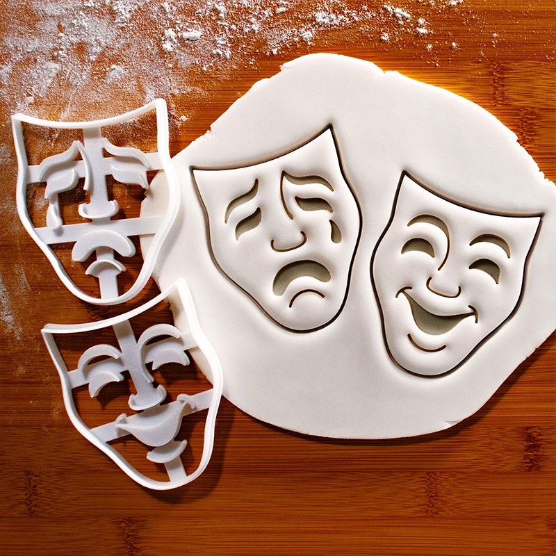 Personalized Tragedy Mask Cookie Cutter Sock and Buskin Theatrical Drama Masks