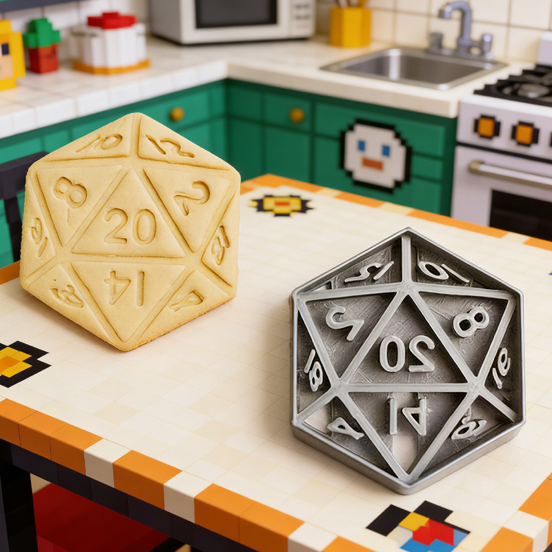 Personalized 20 Sided Die Cookie Cutter 3D Printed Baking Supplies Fondant Tool Craft Stamp for Gamer Geek Lover