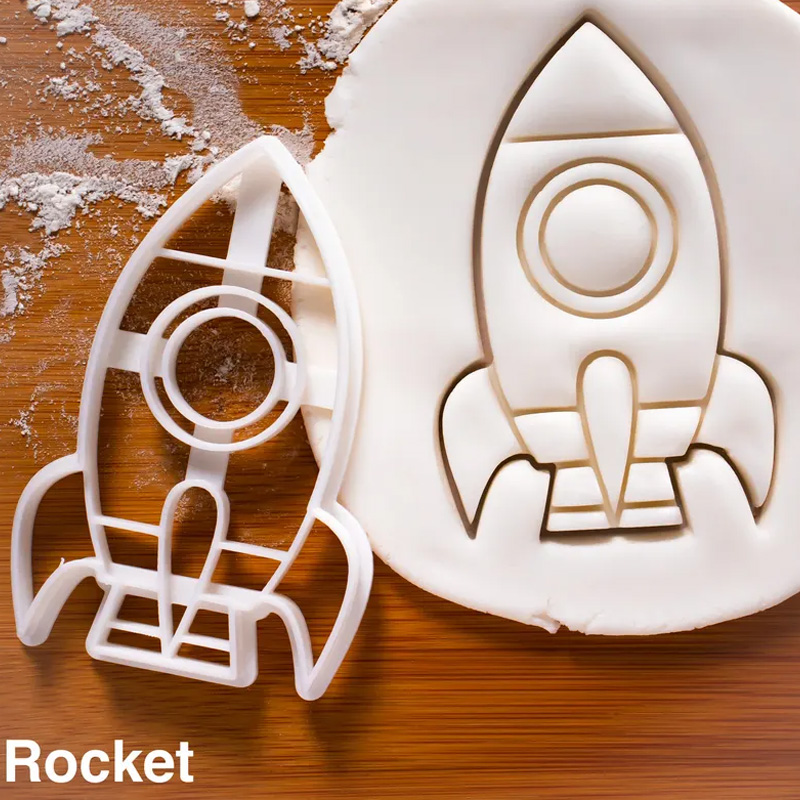 Personalized Space Rocket Cookie Cutter 3D Printed Astronaut Outer Space Galaxy Theme Baking Tool Craft Stamp for Geek Lover