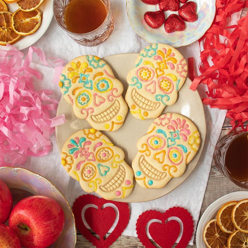 Personalized Floral Skull Cookie Cutter – Flower Pattern Shape for Day of the Dead Gothic  Halloween Baking