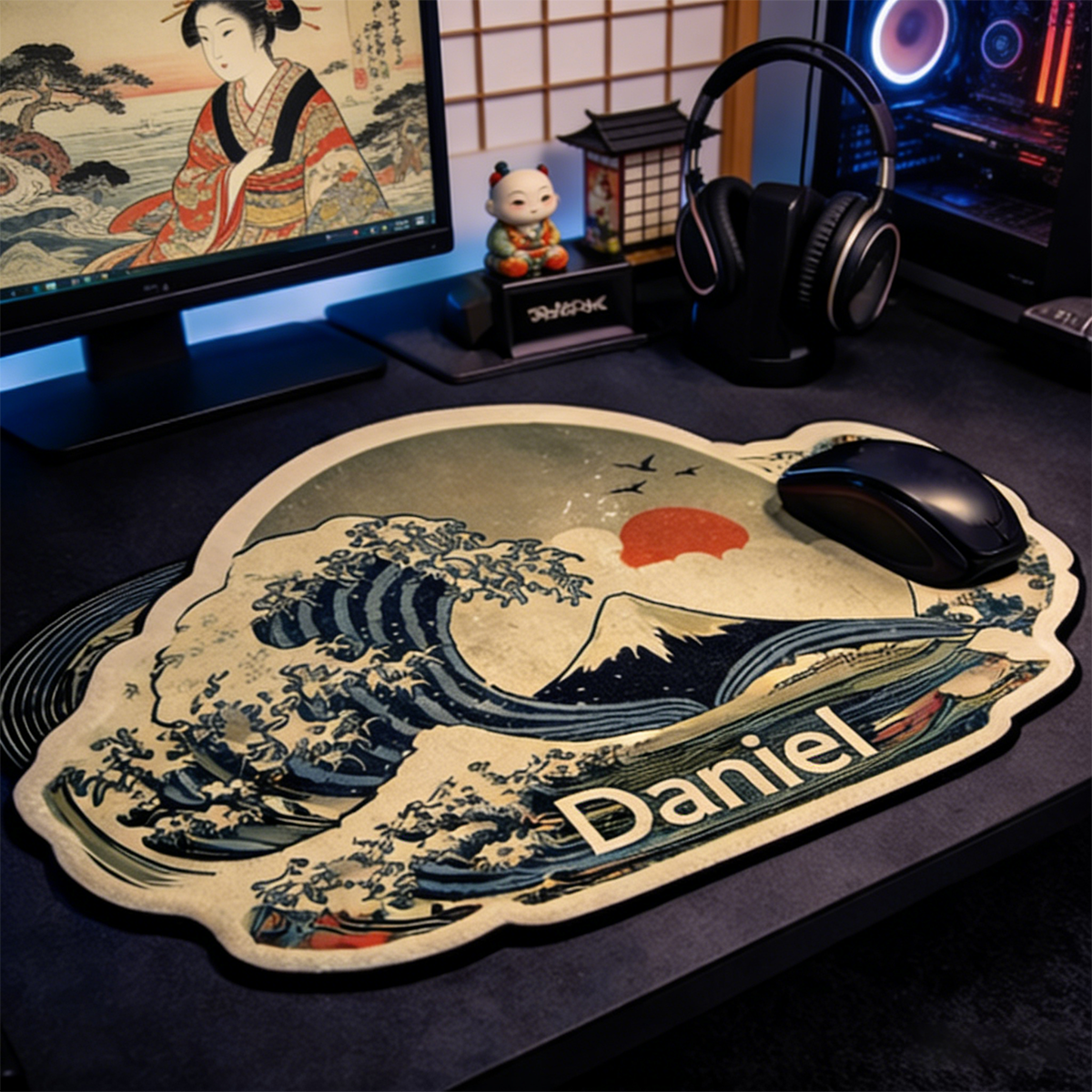 Personalized Custom Ukiyo-e The Great Wave Mouse Pad Personalized Japanese Art Desk Mat Retro Wave Off Kanagawa Gamer Accessory