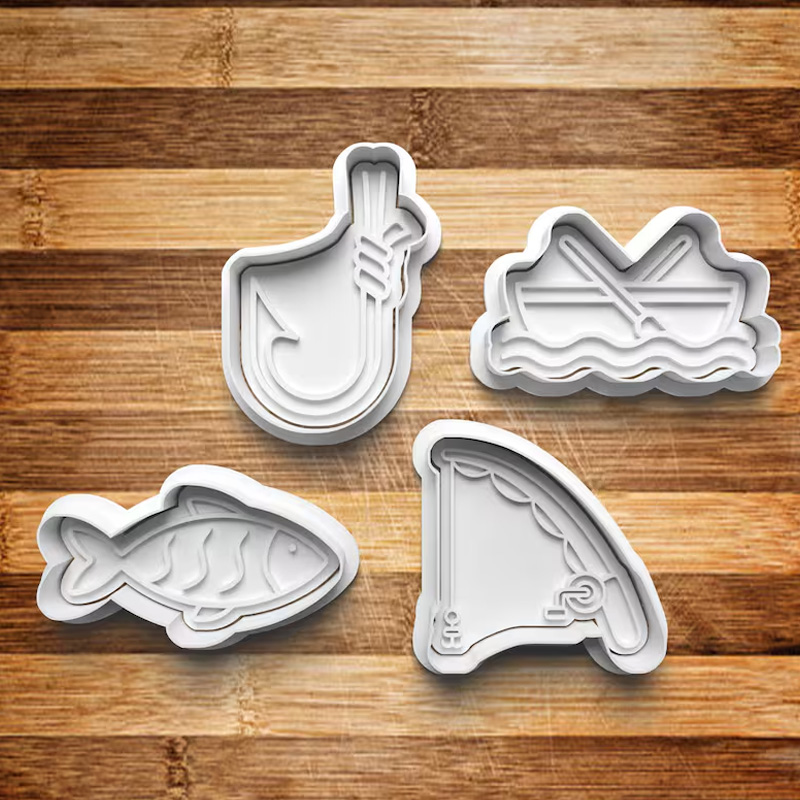 Personalized Fishing Cookie Cutters 3D Printed Baking Tool Craft Stamp for Fishing Lover