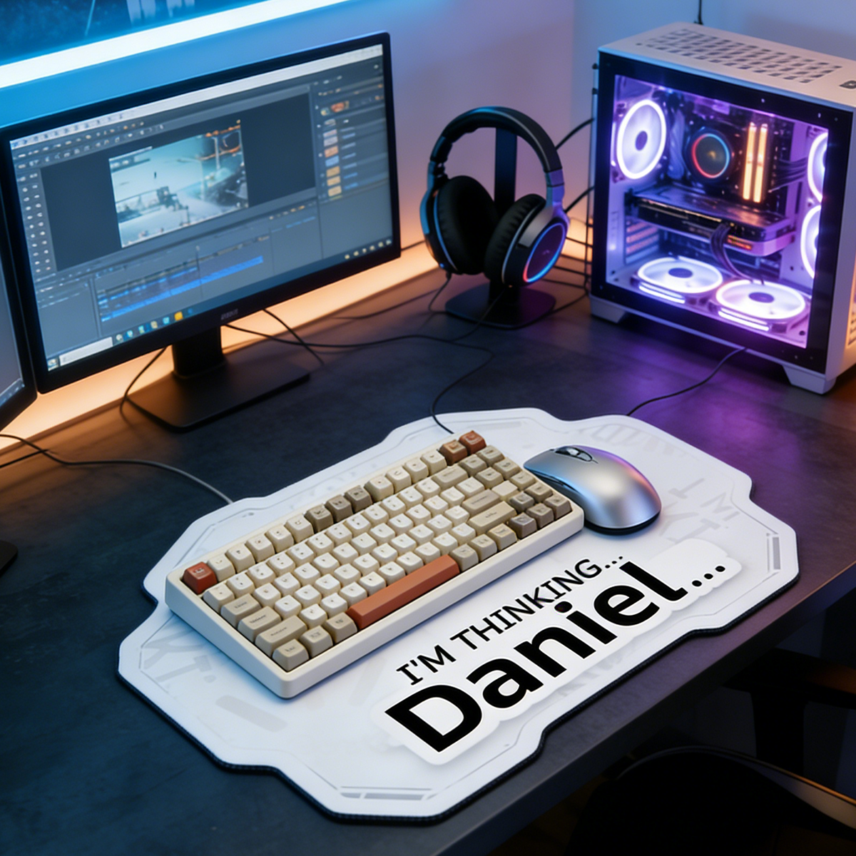 Personalized Custom "I'm Thinking..." Loading Spiral Mouse Pad Personalized Tech Humor Irregular Desk Mat Geeky Gamer Accessory