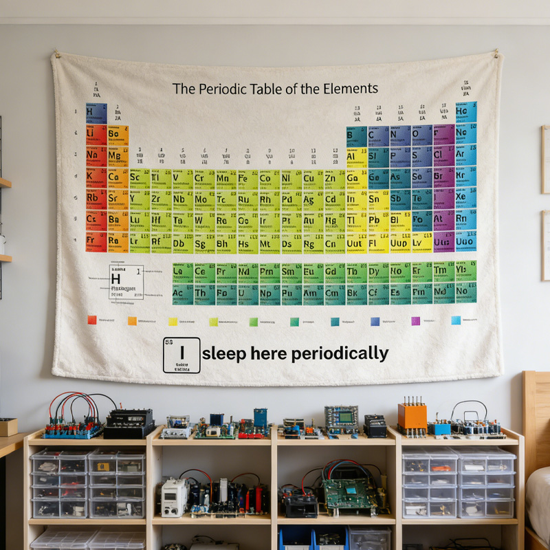 Personalized Periodic Table of Elements Throw Blanket for Nerdy Geek Lover