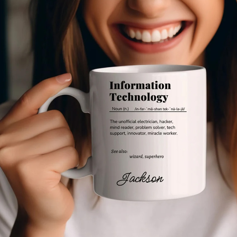 Personalized Tech Mug Gift IT Definition Mug Custom Name Info Technology Enthusiast Unique Office Worker Coffee Cup for Geek Lover