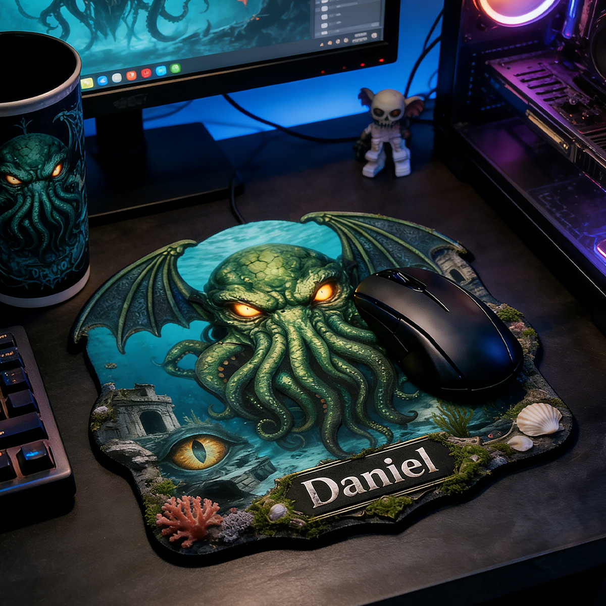 Personalized Cthulhu Irregular Mouse Pad Custom Dark Sea Cosmic Desk Mat Gamer Accessory