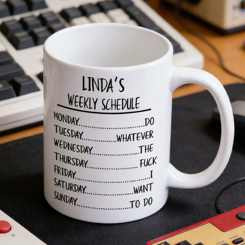 Personalized Nerd Weekly Schedule Custom Mug Funny Coworker Coffee Cup Mug Unique Office Worker Coffee Cup for Nerdy Geek Lover