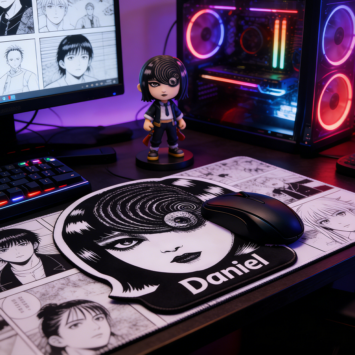 Personalized Custom Junji Ito Uzumaki Irregular Mouse Pad Personalized Japanese Horror Desk Mat Spiral Eye Gamer Accessory