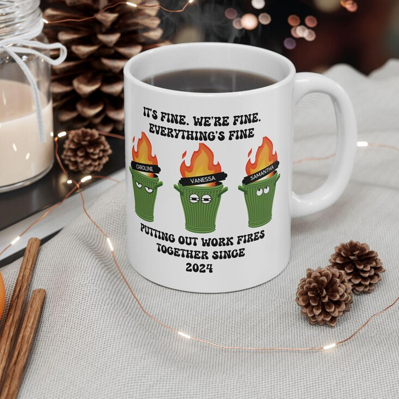 Personalized Nerdy Funny Boss Gift Trash Can Fire Putter Mug Coffee Cup for Nerdy Geek Lover