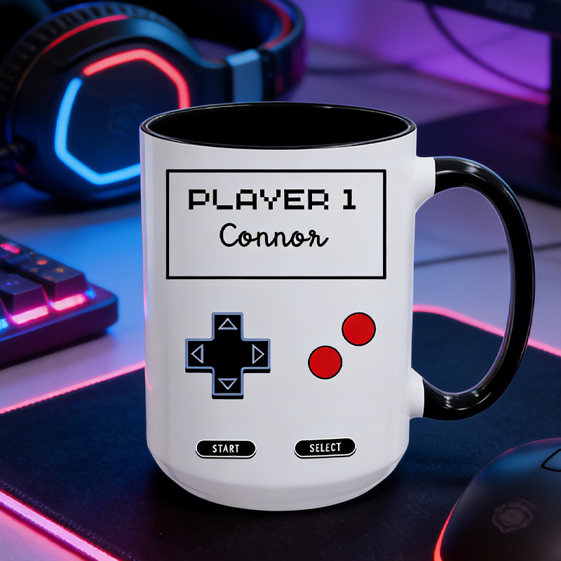 Personalized Player 1 Player 2 Gamer Couple Retro Gaming Gift for Geek Lover