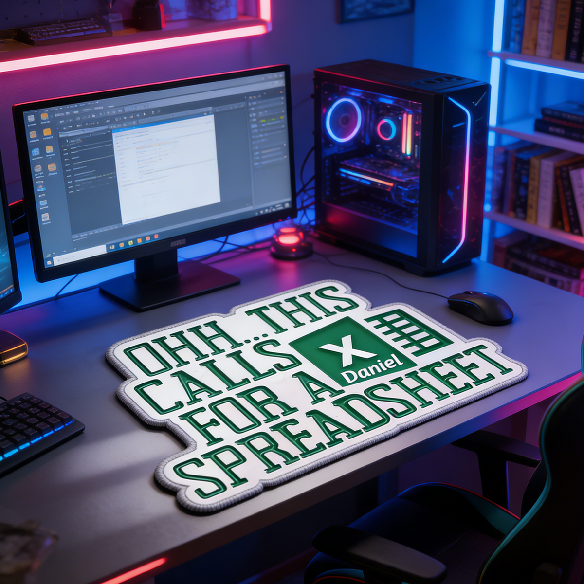Personalized Custom "This Calls for a Spreadsheet" Irregular Mouse Pad Personalized Excel Humor Desk Mat Office Accountant Gamer Accessory