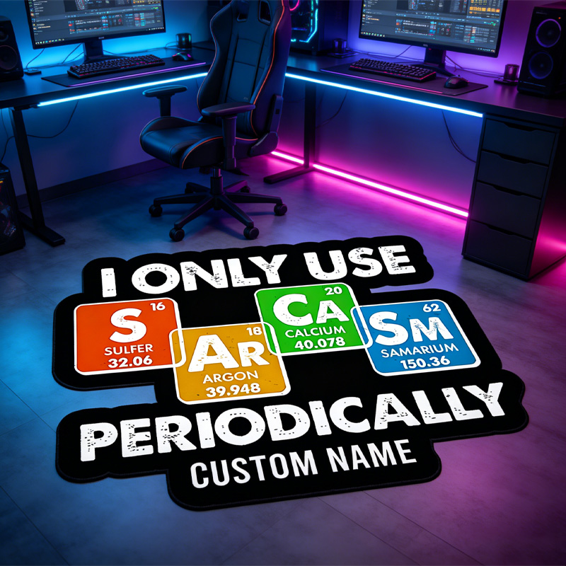 Personalized Periodically Element Graphic Rug Doormat Kids Nerd Bedroom Playroom Rug Gifts for Geek Lover