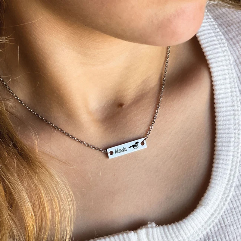 Personalized Horse Bracelet  with Name Jewelry Cube Gift for Equestrian Riding Lovers