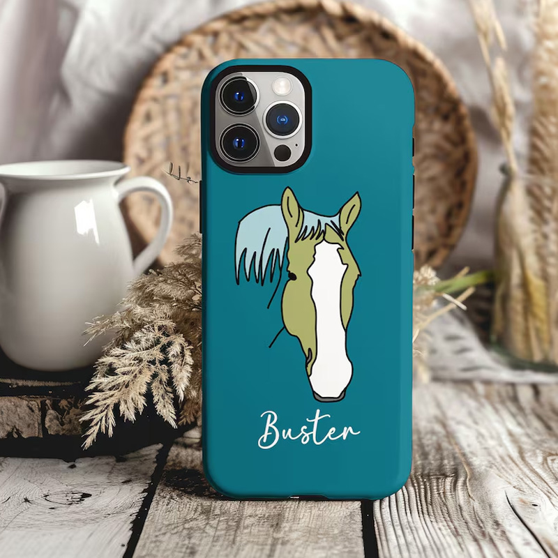 Personalized Horse Line Drawing Case Daily Use Birthday Gift for Riding Lovers Equestrian Lovers Unique Style Phone Cases