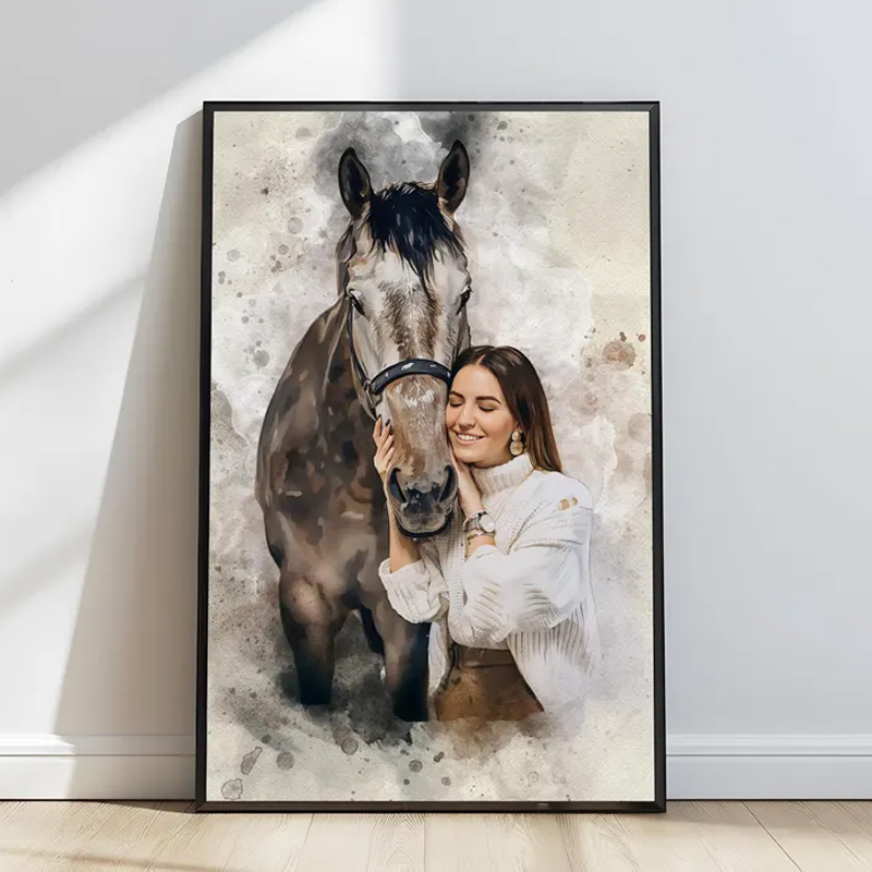 Personalized Horse Gift Photo Portrait Equestrian Art Print Wall Decor Home Decor Gift for Riding Lover