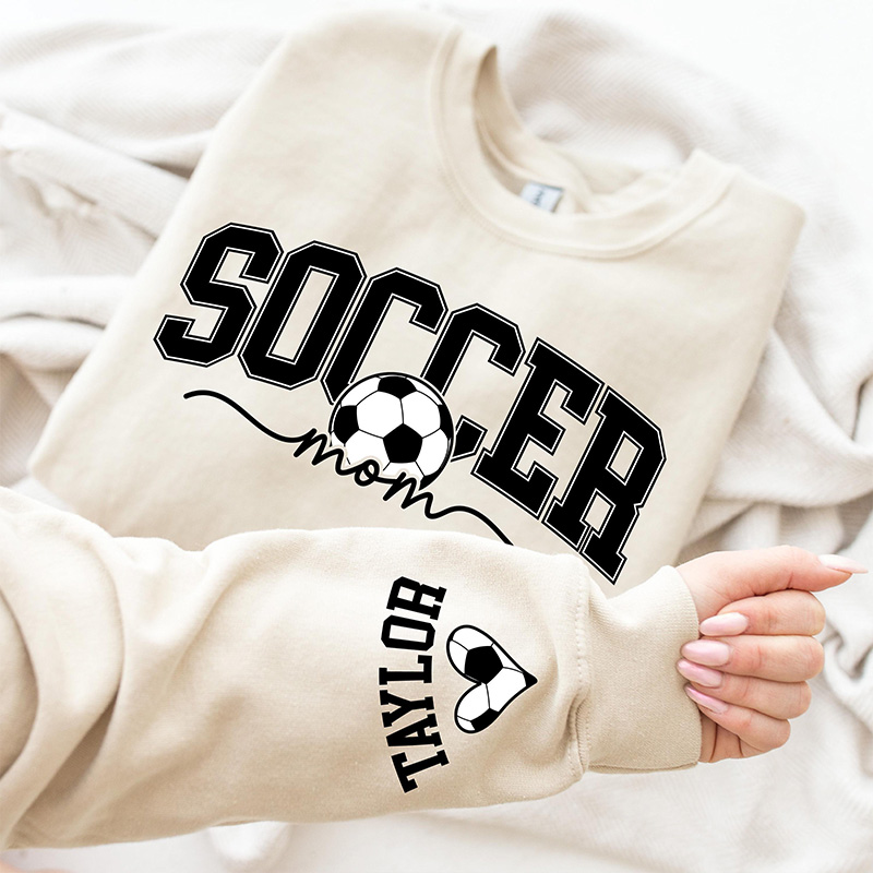 Personalized Soccer Mom Sweatshirt with Custom Name and Stylish Graphic Design