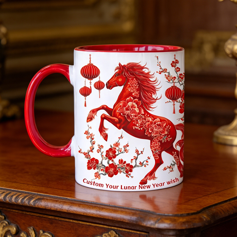 Personalized Lunar New Year Horse Zodiac Gift Mug for Equestrian Horse Riding Lovers